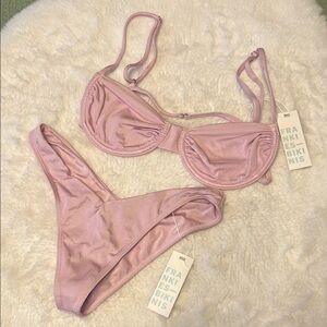 NWT Frankies Bikinis Pink Bikini Set Size Small